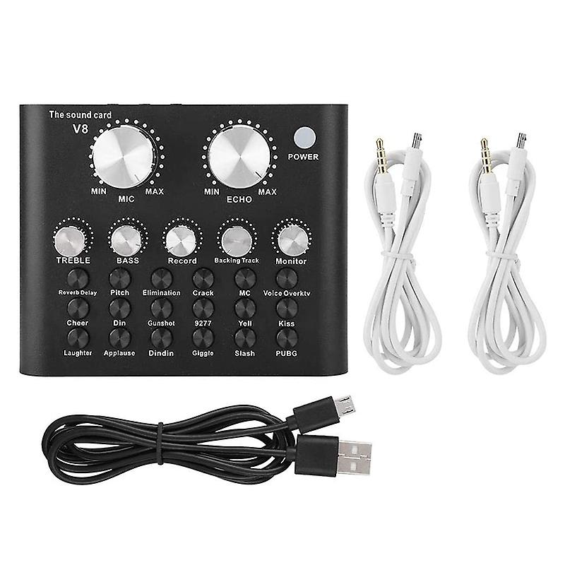 V8 Usb Sound Card 12 Sound Pattern Audio Microphone Webcast Live  External Usb Sound Card Bluetooth Function Audio Interface