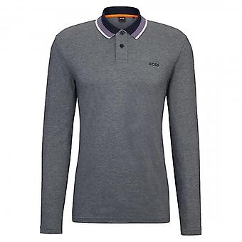Men's Hugo Boss Peoxfordlong_1 Long Sleeved Oxford Pique Polo Navy 404 50501757
