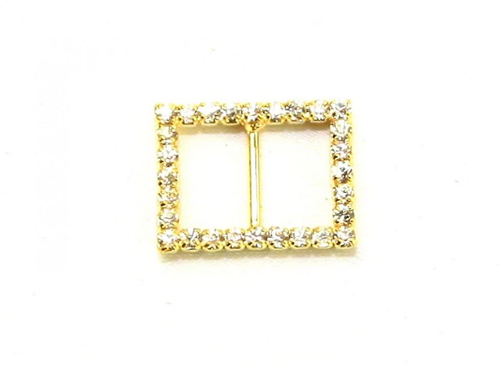 Diamante Rectangle Buckle Gold - each