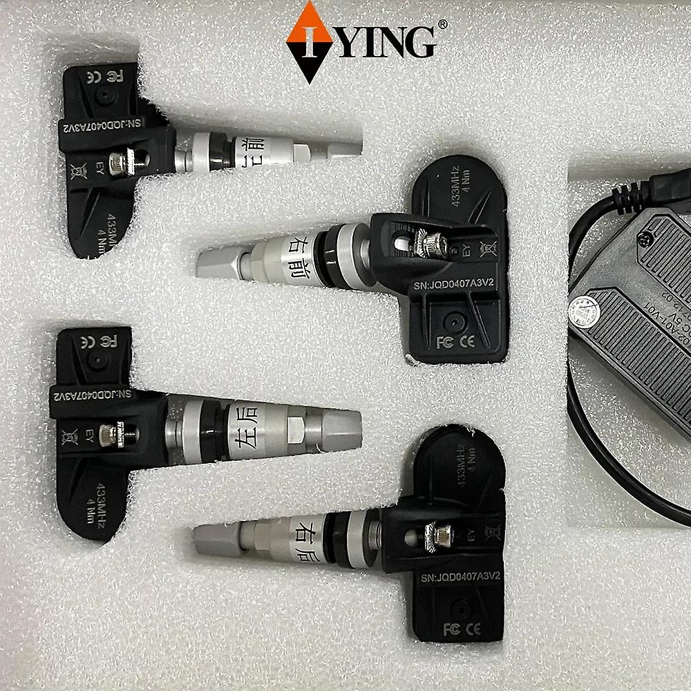Universal Tpms Car Tire Pressure Measurement Monitoring System With 4 Sensors Usb Auto Security Alarm Automotive Solar Power