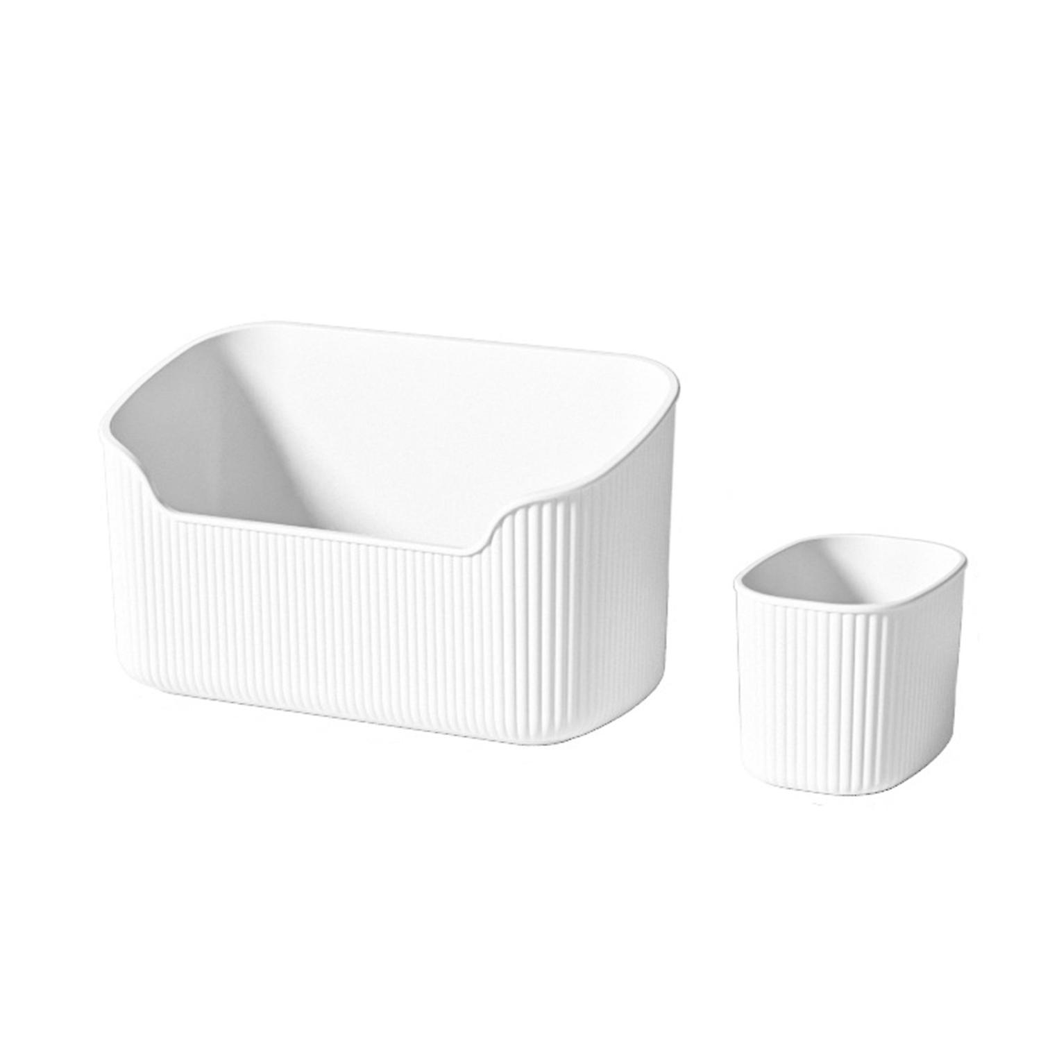 Cosmetics Storage Box Half Transparent Plastic Desktop Makeup Brushes Lipsticks Container Organizer 