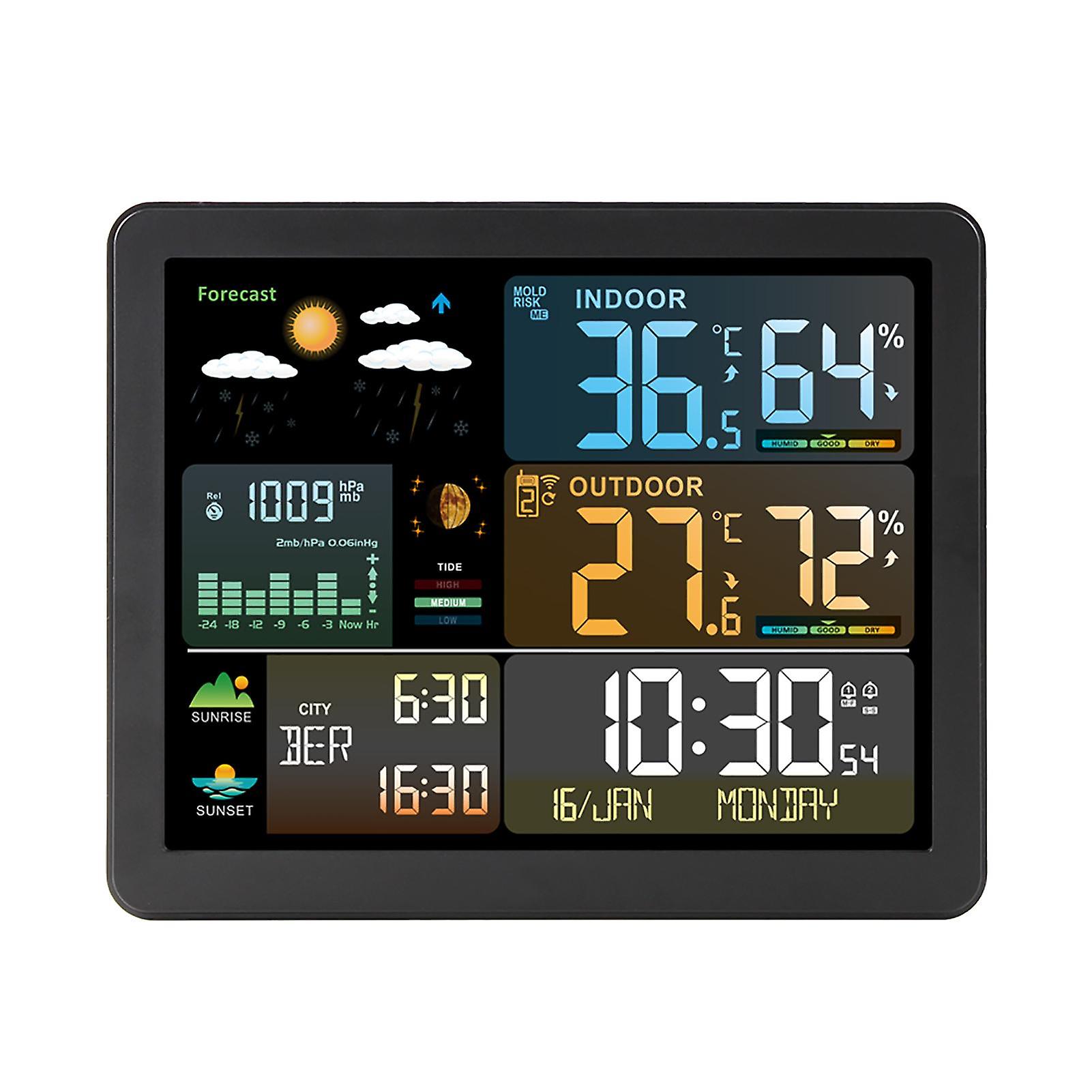 FJ3566M Smart Weather Station with Clock Indoor and Outdoor Temperature & Humidity Meter