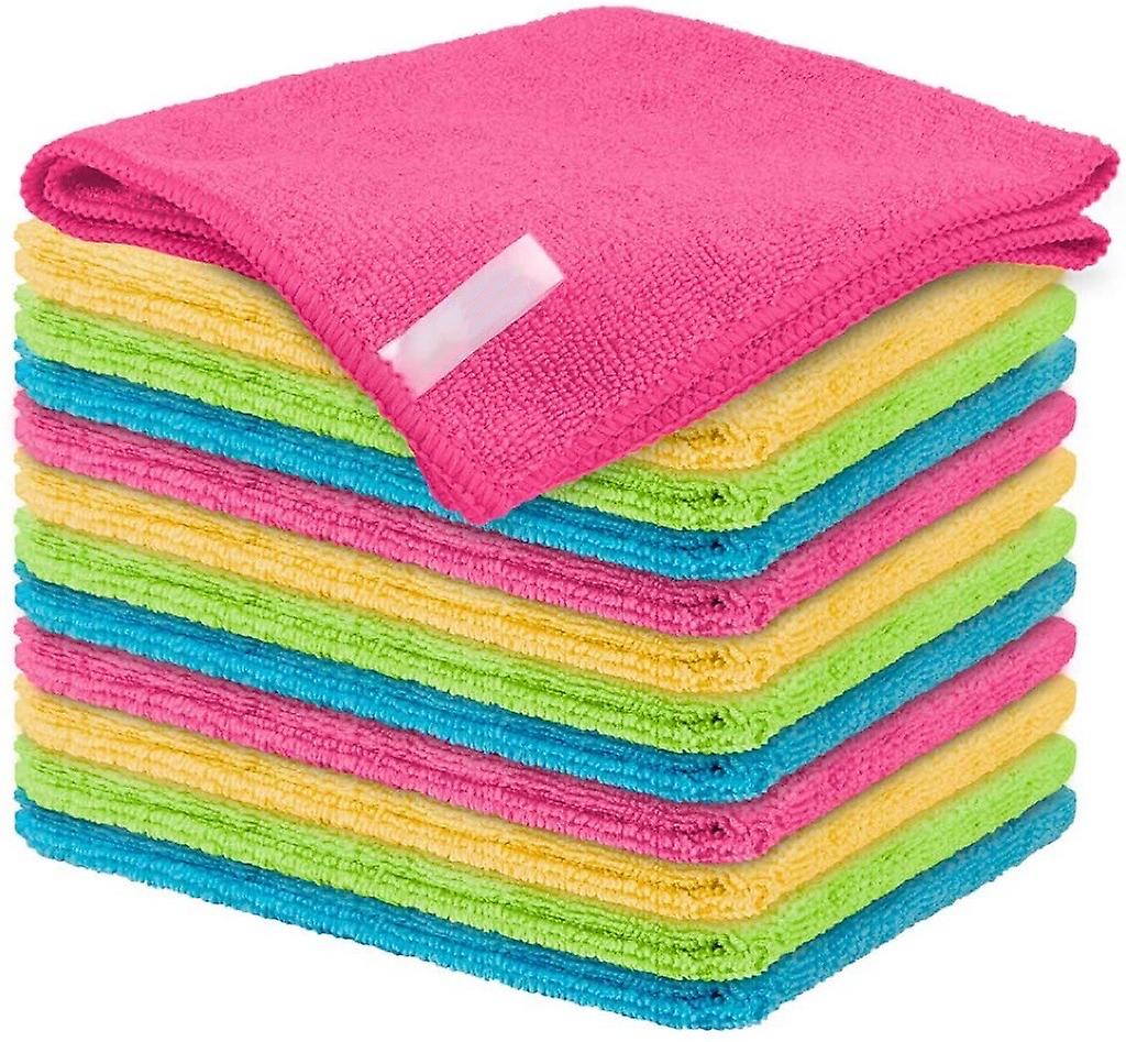 Microfiber Cleaning Cloth,12 Pack Cleaning Rag,Cleaning Towels with 4 Color Assorted,12"X12"(color random delivery)