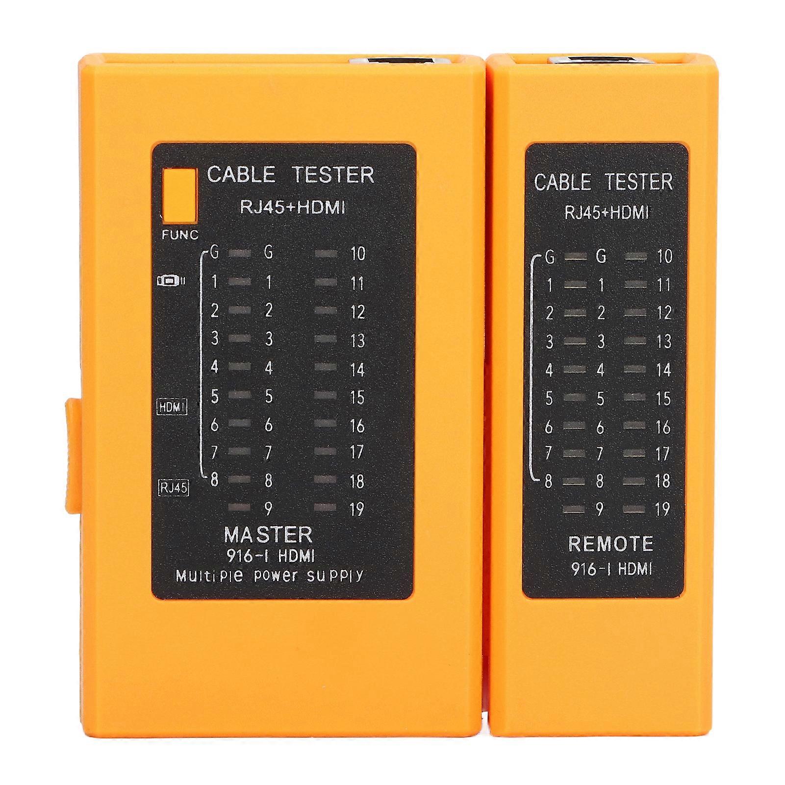 Fyearfly HDMI/RJ45 Cable Tester, Network Cable Tester Multifunctional Long Distance Inspection RJ45 High Definition Electric Wire Test Tool