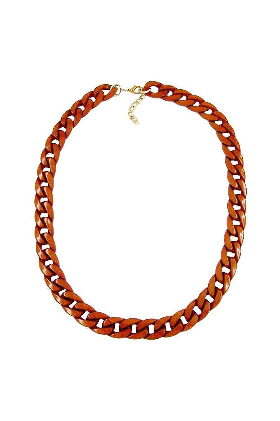 Necklace Curb Chain Red/brown Shiny - Gl05855