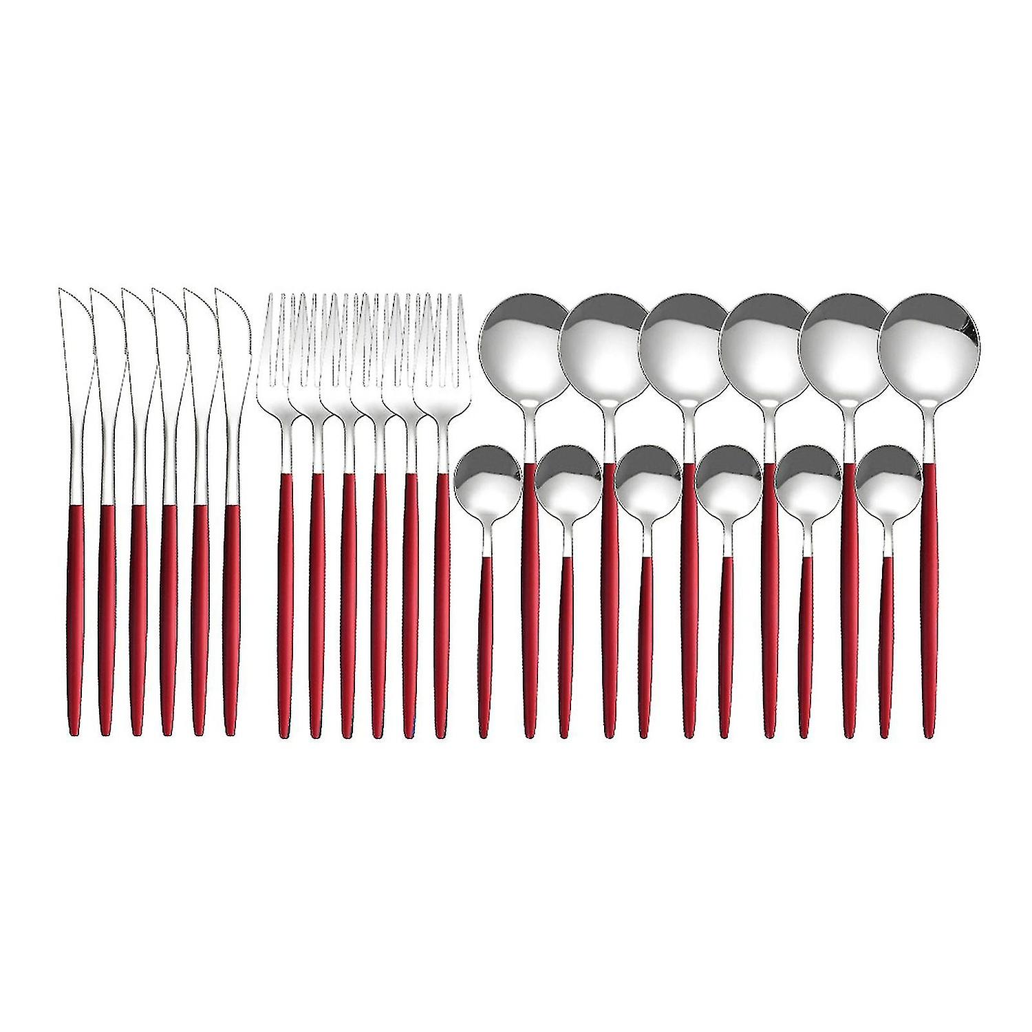 24pcs Stainless Steel Dinnerware Set Kitchen Cutlery Set Knife Fork Spoon Flatware Tableware Minimal