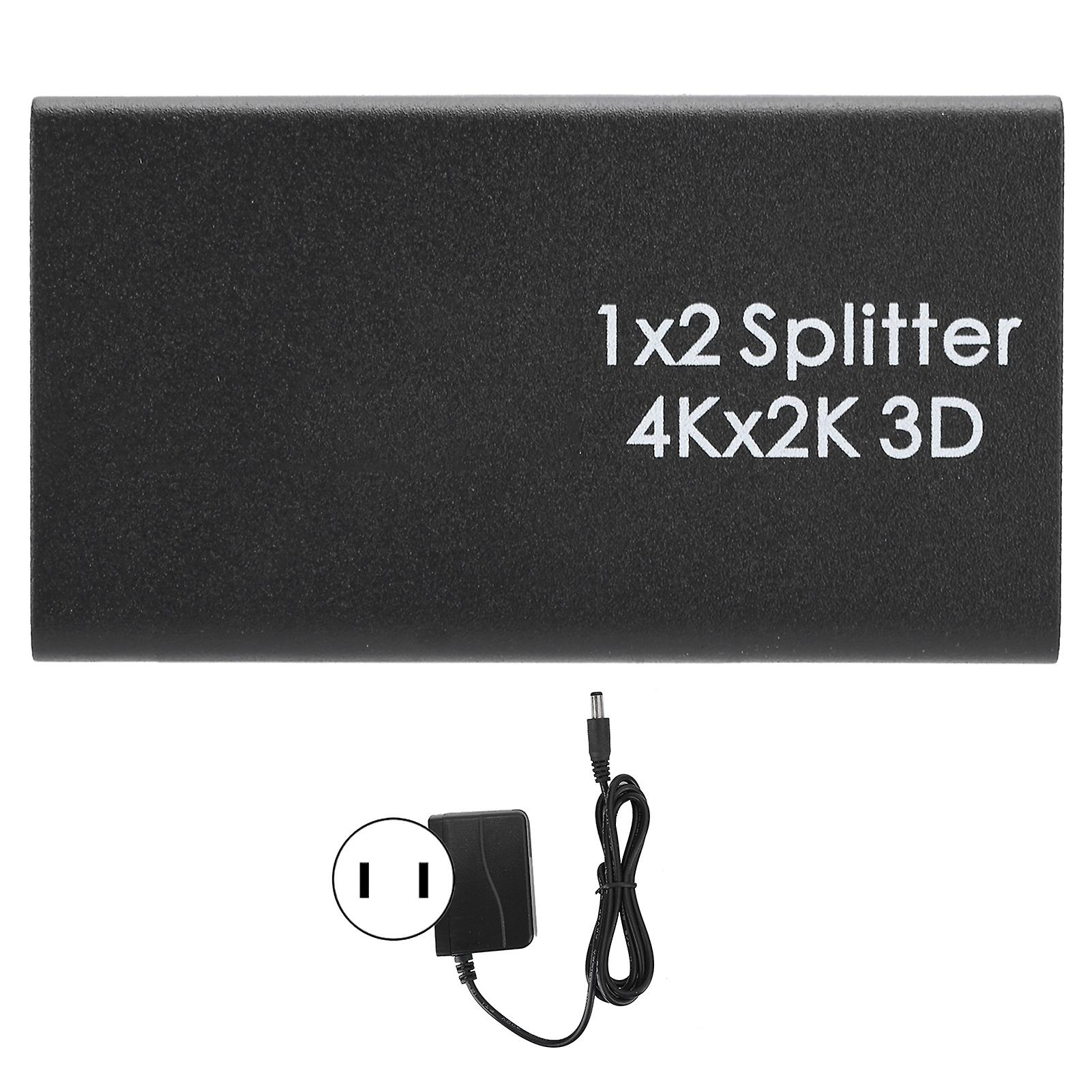 4K HDMI Splitter HD Video HDMI Switcher 1 in 2 Out Amplifier Dual Display 100‑240V