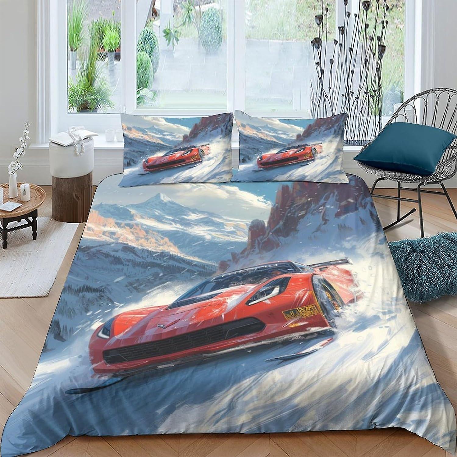 Forza Horizon Druk 3D Olśniewający Fajny dla nastolatków i dorosłych Poszwa na kołdrę Poszwa na kołdrę Poszwy na kołdrę Zestaw pościeli z poszewkami na poduszki z zapięciem na zamek błyskawiczny S