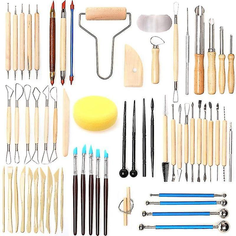 61Pcs set clay tools combination diy pottery carving embossing supplies