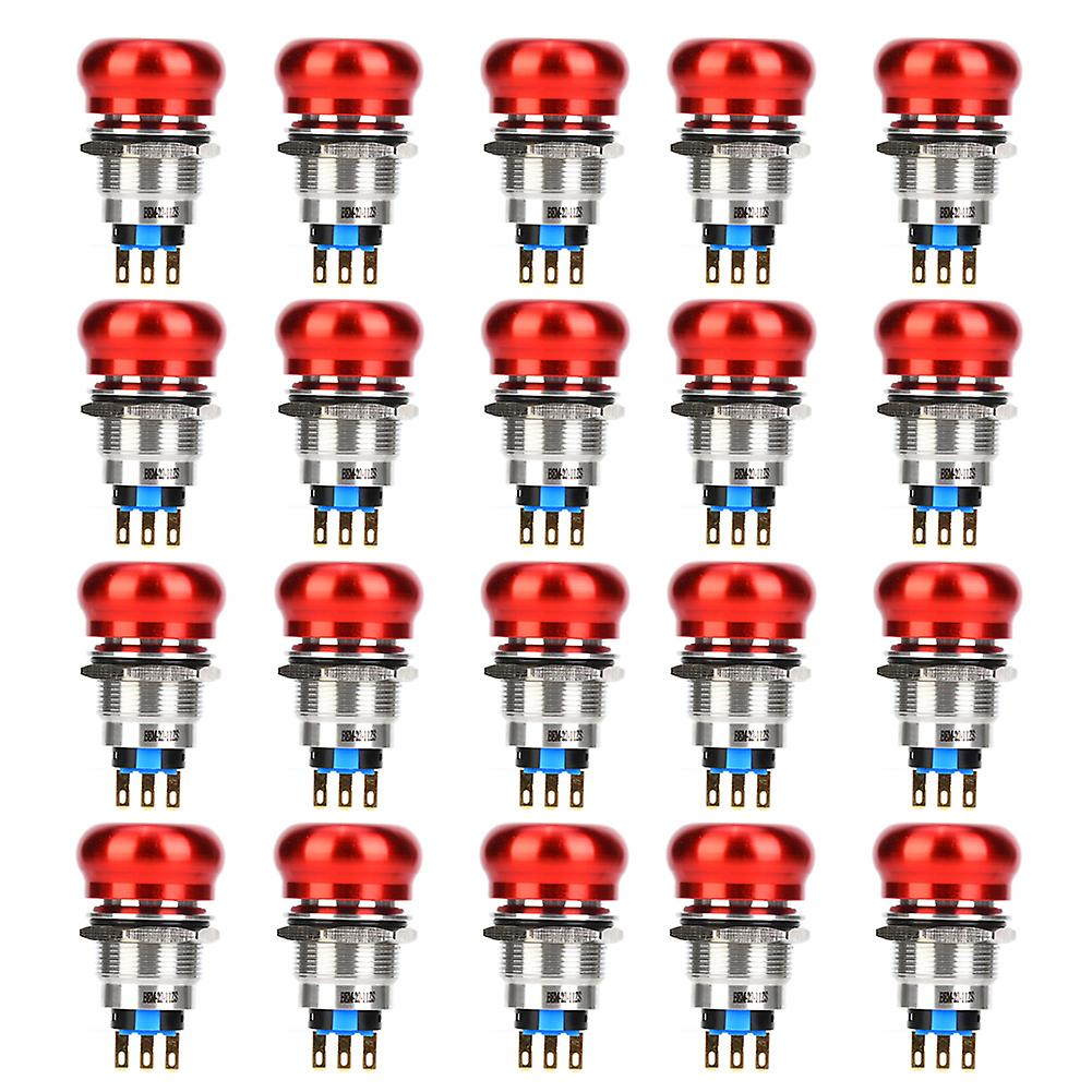 20 Pcs IP65 IK08 Emergency Push Button, 1 NO 1 NC, Self-Lock, 440V, 10A