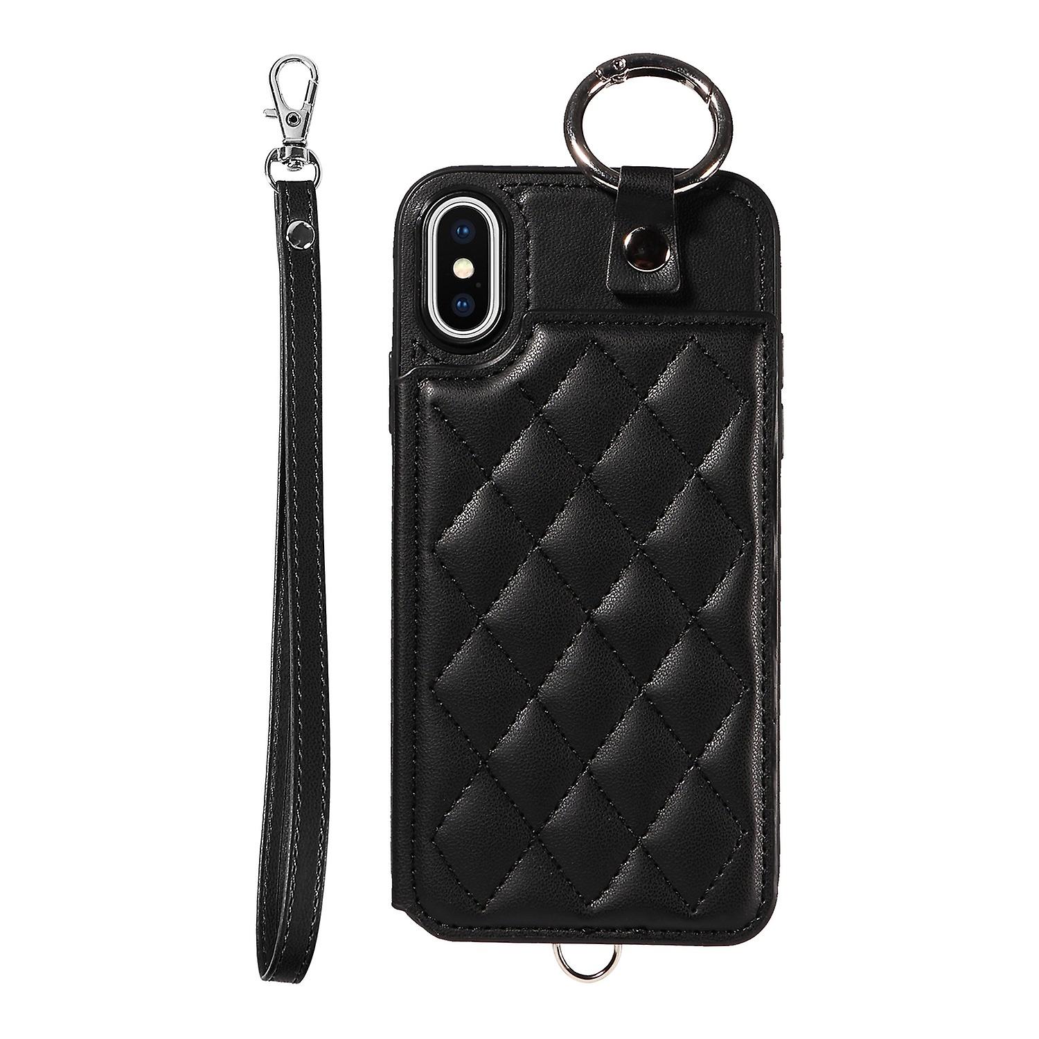 Rhombic Card Bag PU Case For iPhone XS / X