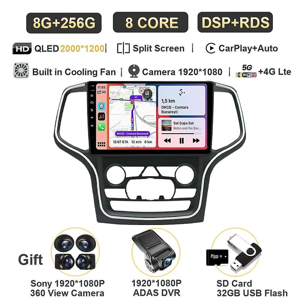 Android 13 Carplay For Jeep Grand Cherokee Wk2 2014 Navigation Gps Wireless Auto Car Stereo Hdr Radio Wifi 4g Multimedia Video
