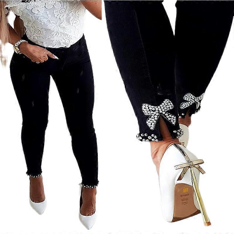 Dames Bow Tie Slim Fitting Denim Broek