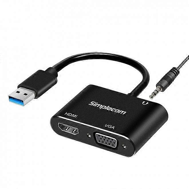 Simplecom Da316a Usb To Hdmi + Vga Video Card Adapter With 3.5Mm Audio Usb Cables Hubs & Adapters