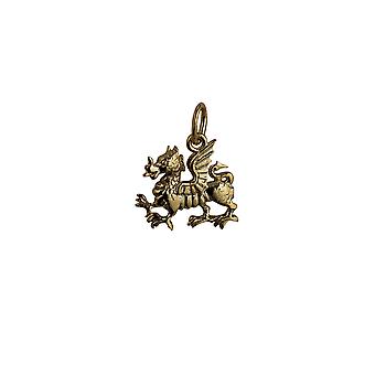 9ct Gold 15x11mm Welsh Dragon Pendant or Charm