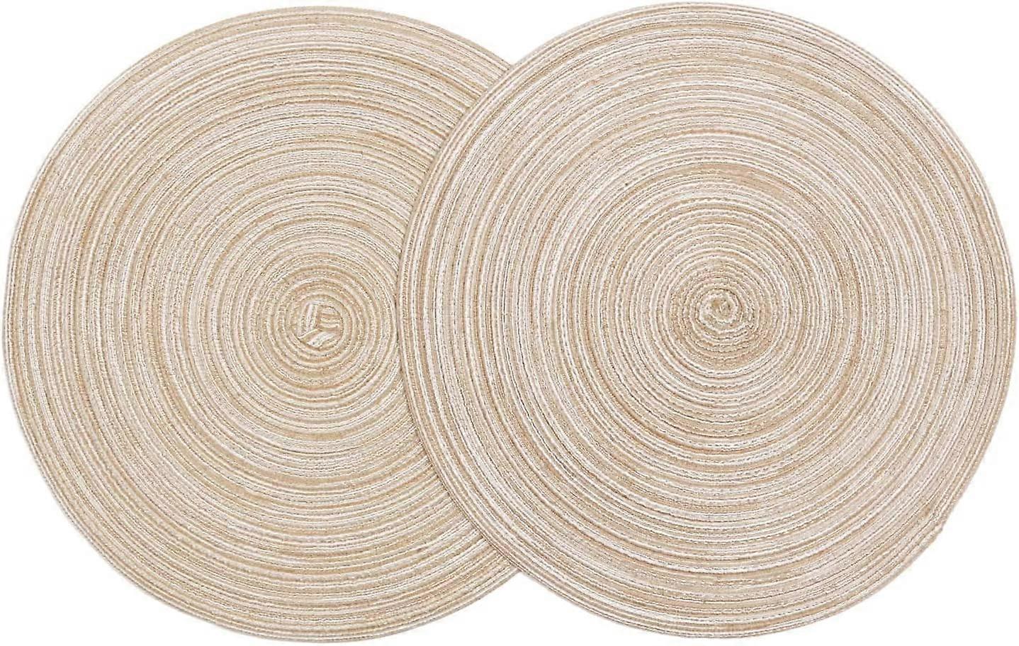 Set of 6, round woven dining table washable kitchen table (beige)