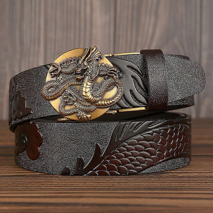Ny kinesisk drage designer bælte til mænd luksus koskind læder mænd bælter talje høj kvalitet forretningsmænd bælter automatisk