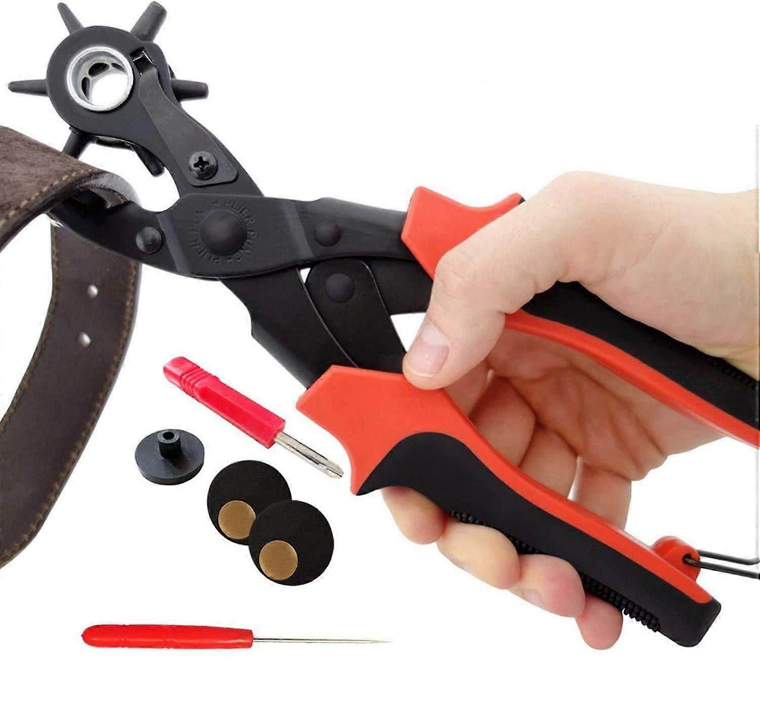 Leather Hole Punch Kit, Labor-Saving and Durable Multi Hole Sizes Maker Tool, with 6 Round Hole Sizes Rotary Puncher, for Belt, Hand Band, Handbags, D