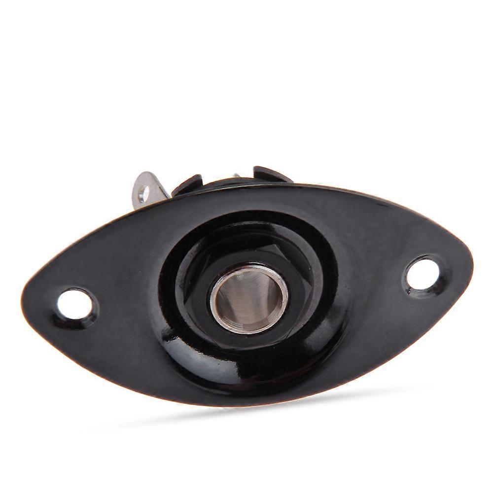 Oval Indented Pickup Jack Output Plate Jackplate Jack Plug Socket for Electric Guitar Black