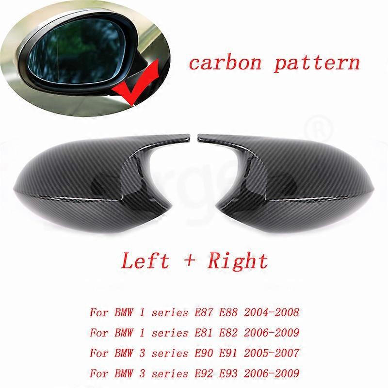 2x Carbon Fiber Style Black mirror cover overlay Replacement for BMW 1 3 Series E90 E91 E92 E93 E81 E87 E82 E88