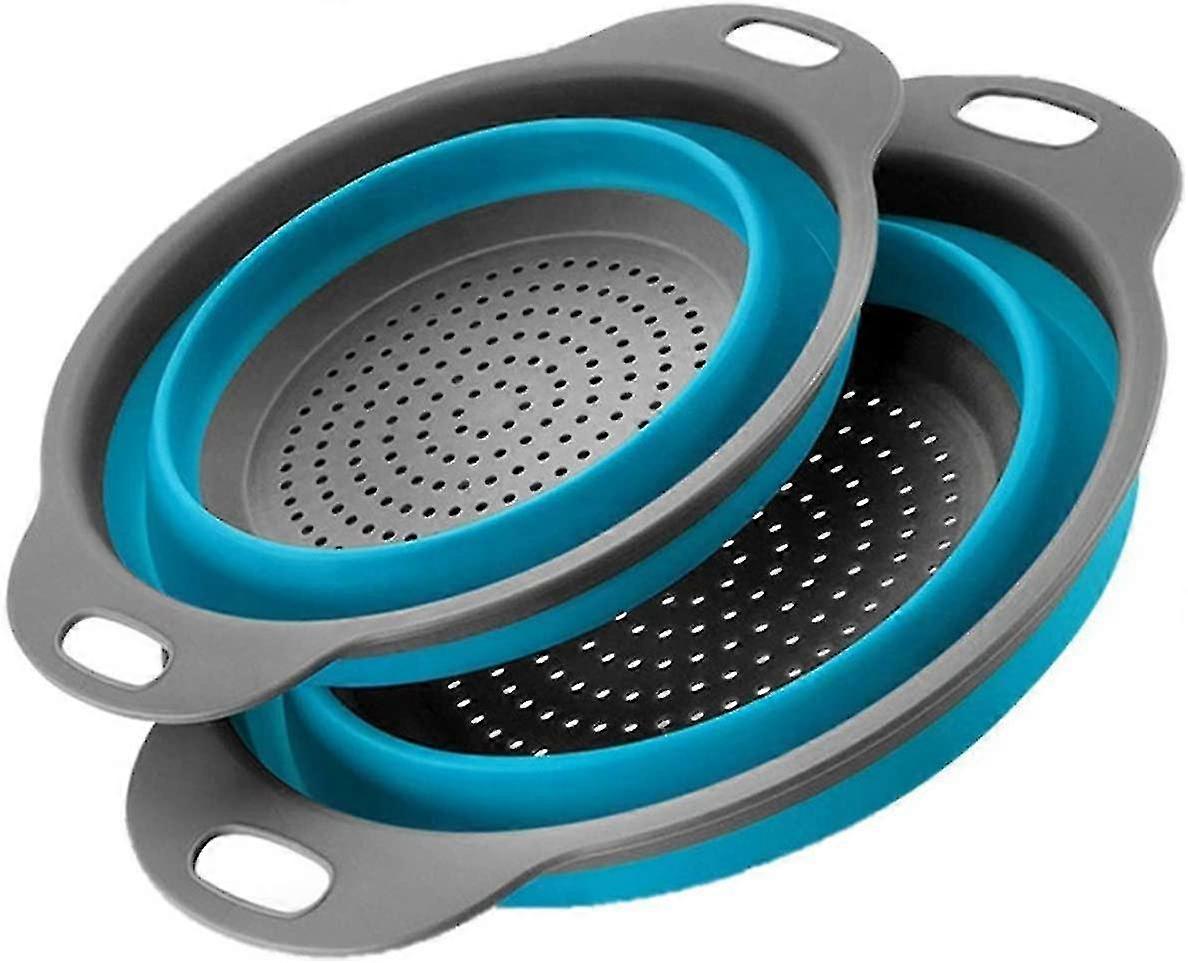 2 Pc Collapsible Colanders With Handles With Extendable Handles Perfect For Draining Pasta Vegetable