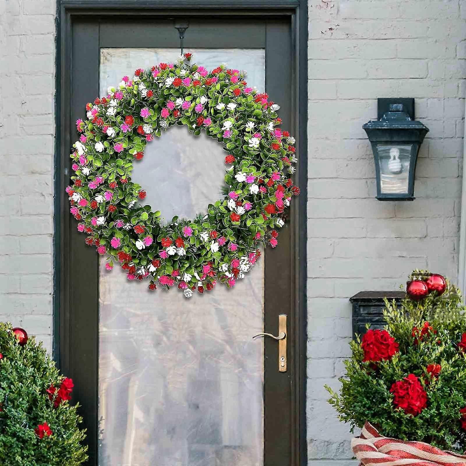 Plastic Colorful Wreath Spring And Summer Colorful Leaf Wreath Spring And Summer Decoration Gate Pendant