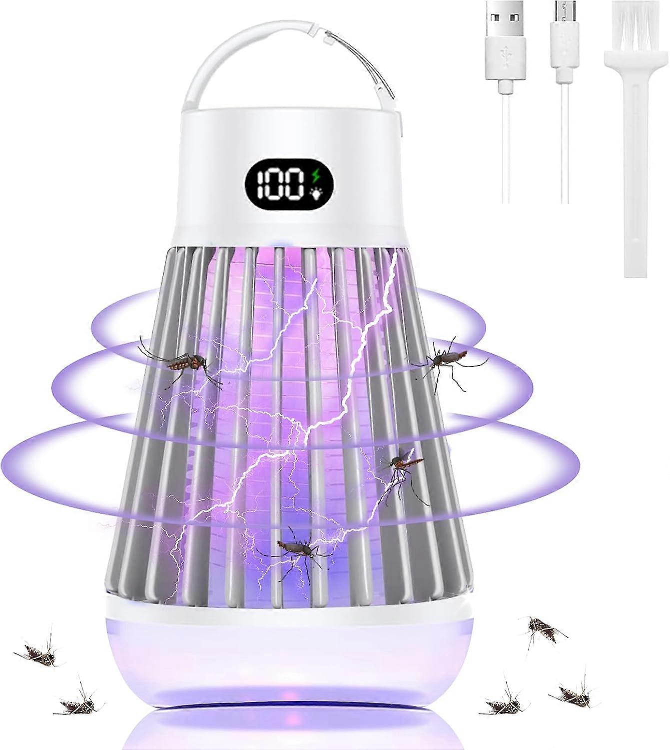 Electric Fly Killer Lamp 2024 Upgraded Version, Mozz Guard Insect Killer Lamp and LED Camping Lamp 2 in 1, USB Portable Waterproof Mosquito Killer Lam