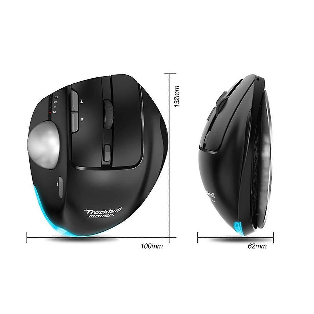 Trackball Bluetooth Ergonomic Mouse 2.4G RGB Rechargeable Rollerball Mice Compatible with PC