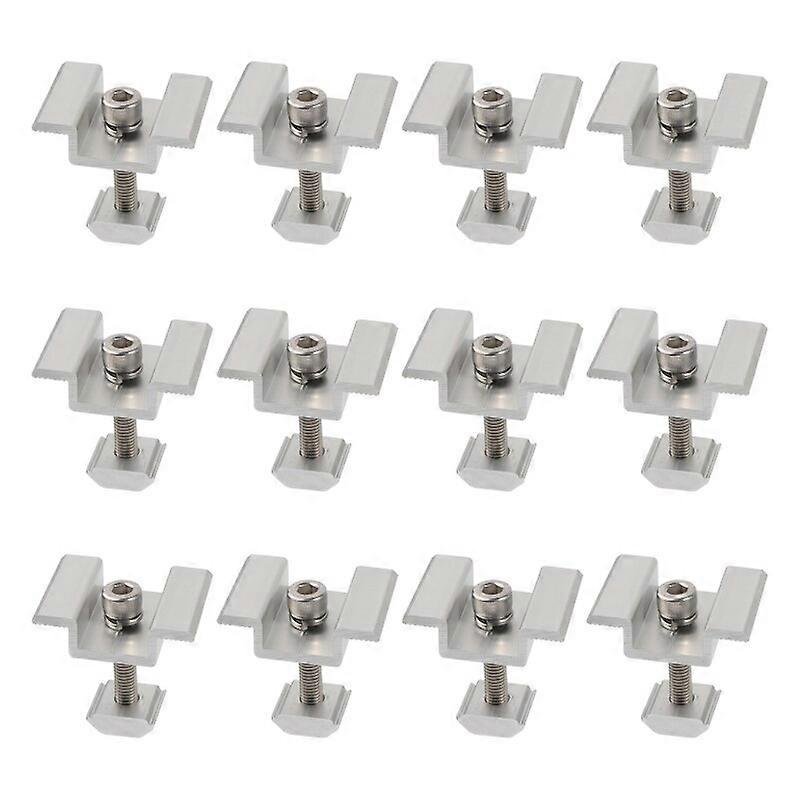 12 Pcs Solar Panel Mid Clamps Bracket Wide Photovoltaic Mounting Bracket Adjustable Solar Panel Mounting Bracket Clamp