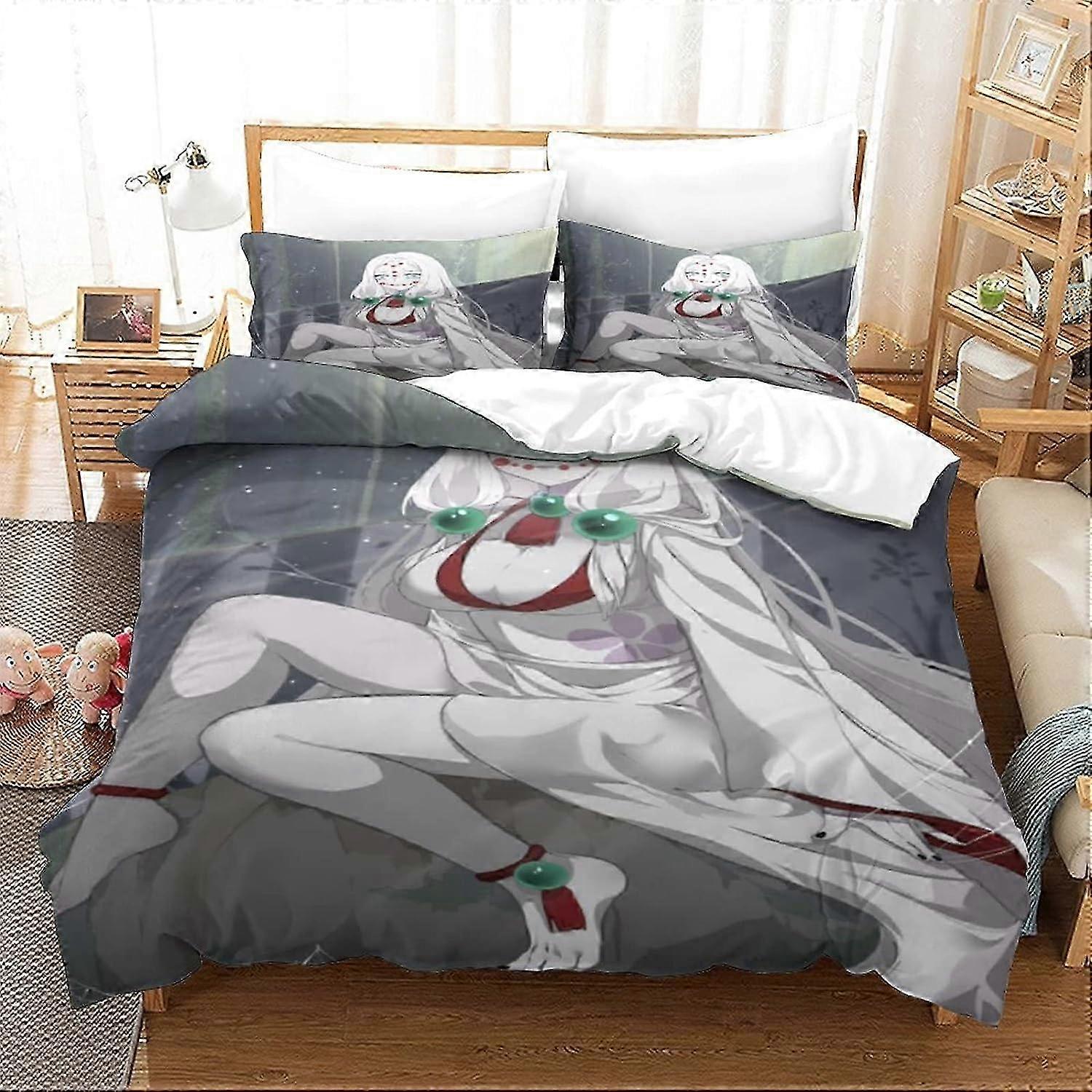 Ghost Slayer Povlečení Anime díly Kreslené postavičky Tištěné povlečení Povlaky na polštáře Skrytý zip Mikrovlákno Jednolůžko 135*200 CM