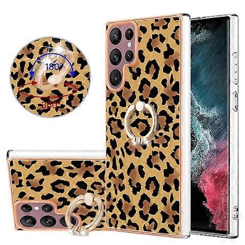 For Samsung Galaxy S22 Ultra 5G Electroplating Dual-side IMD Mobile Phone Case with Ring Holder