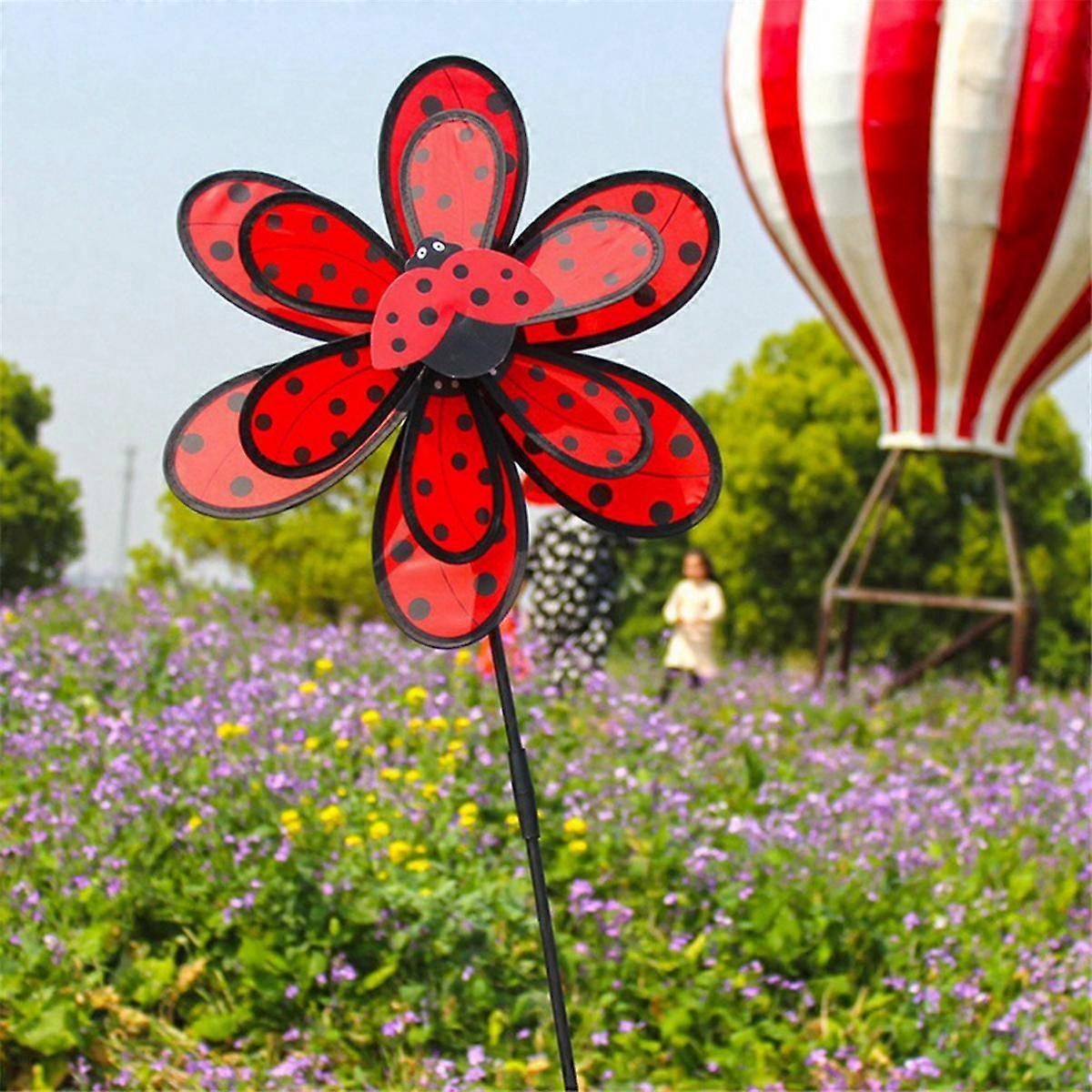 Wind Spinners Kids,Pinwheels Eye Catching Colorful Double Layer Windmill Pinwheels with Stakes E