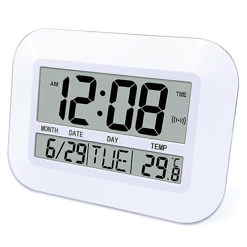 Digital Wall Clock Battery Operated Simple Temperature Calendar Date Day Office
