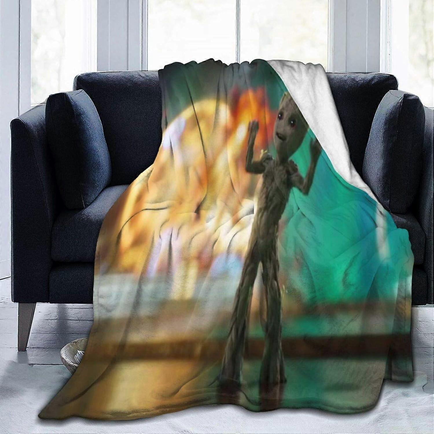 Baby Groot Flannel Blankets Microfiber Super Soft Fluffy Warm Blanket For Beds And Sofas Multiple Multiple Sizes for Adult Kids Teens