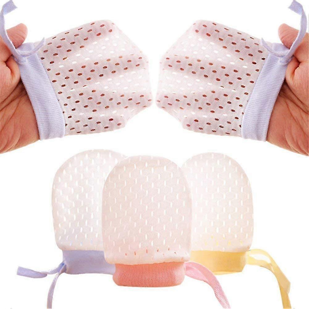 Pack Of 6 Baby Mesh Gloves Cotton No Scratch Mittens For Unisex (3colors/0-6months)