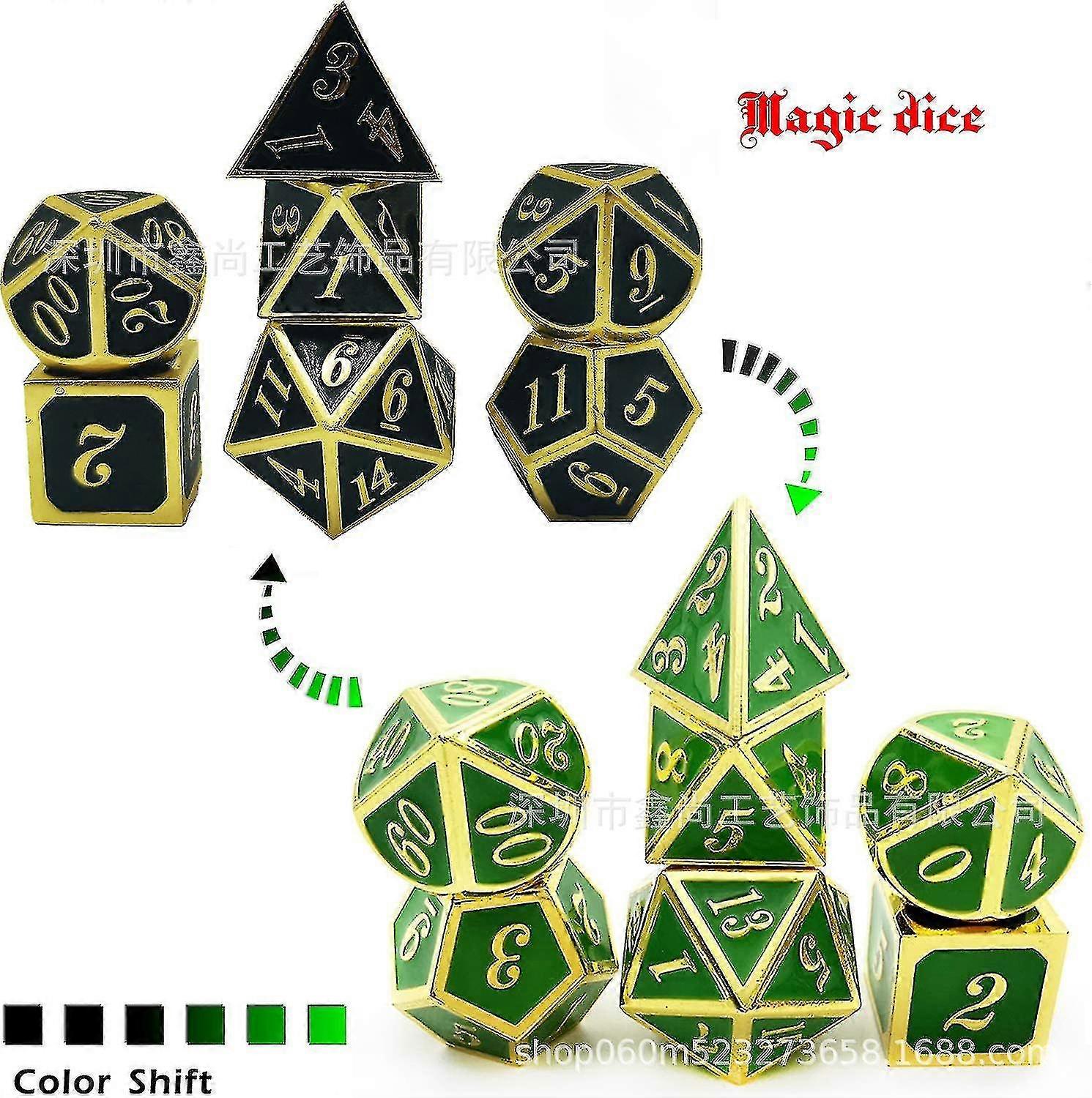 Better Alg Color Shift Edge Metal Dice Set Role Playing Dragons Magic Dice Bar Party Table Game Hobbies Gift 7pcs/set-color1