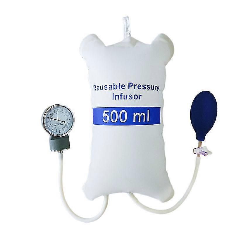 Pompe à perfusion médicale Sac à pression 500ml avec jauge et pompe à main Boule Sac de perfusion sous pression réutilisable