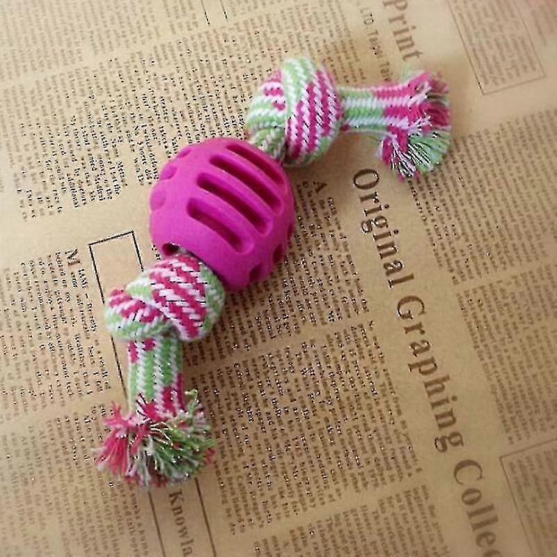 Hmwy-3 Pcs Pet Dog Toys Chew Teeth Clean Outdoor Traning Fun Playing Rope Ball(rose Red)