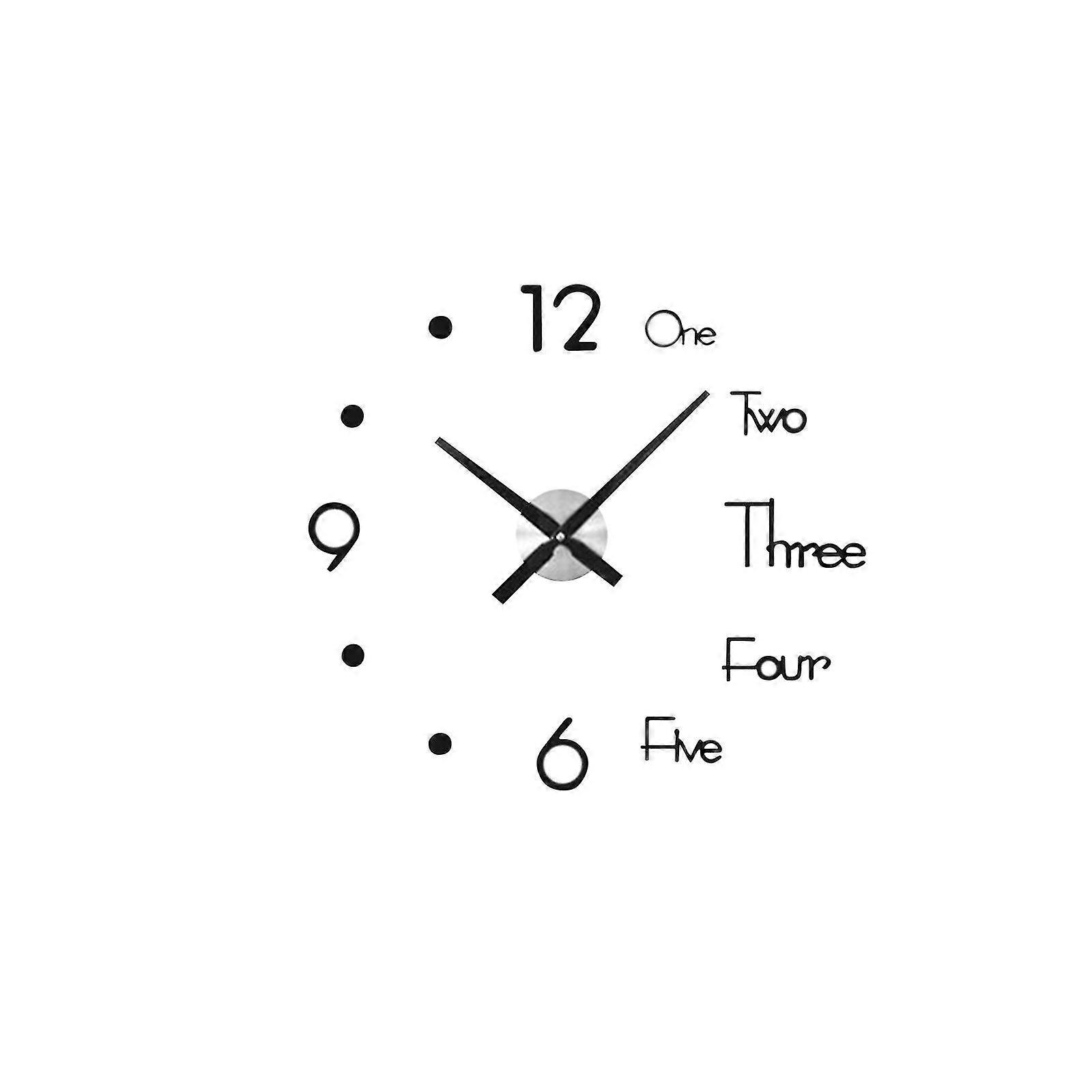 Frameless Diy Wall Mute Clock 3d Mirror Surface Sticker Home Office Decor