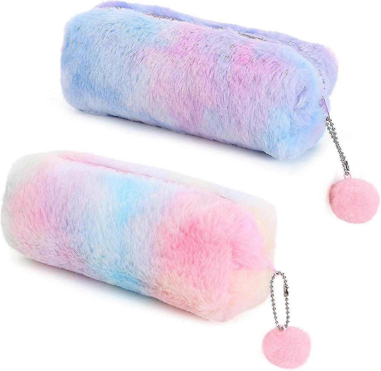 Plush ,cute Rainbow , Soft Pencil Pouch Large Capacity Stationery Organizer