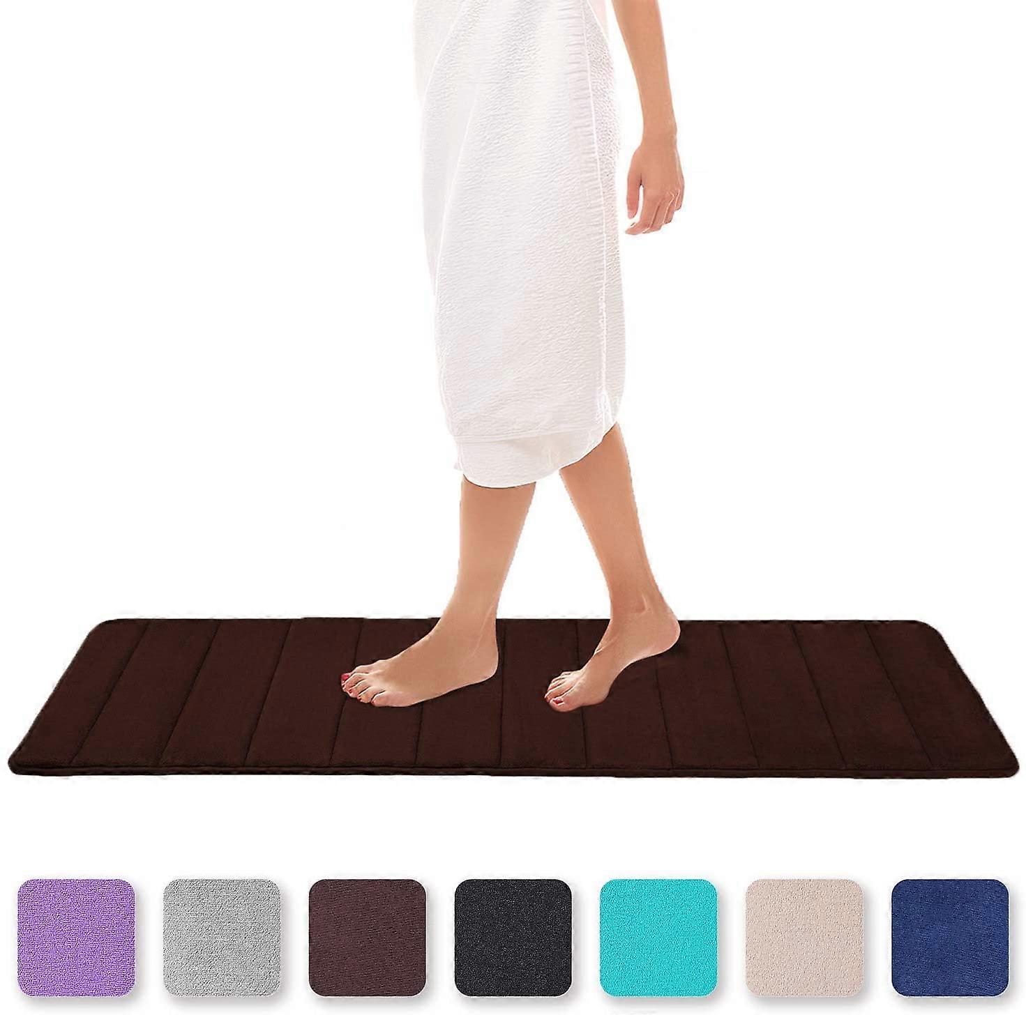 Baderomstepper Absorberende Sklisikker Badematte Vaskbar Badematte-40x120cm, Brun