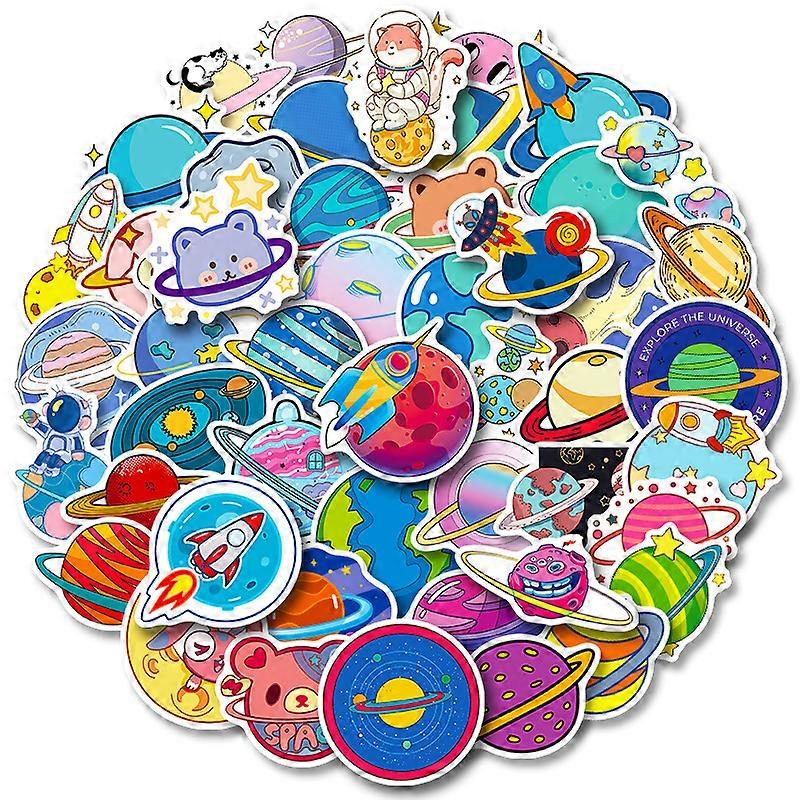 Space Stickers 50 Pcs, Cute Planet Vinyl