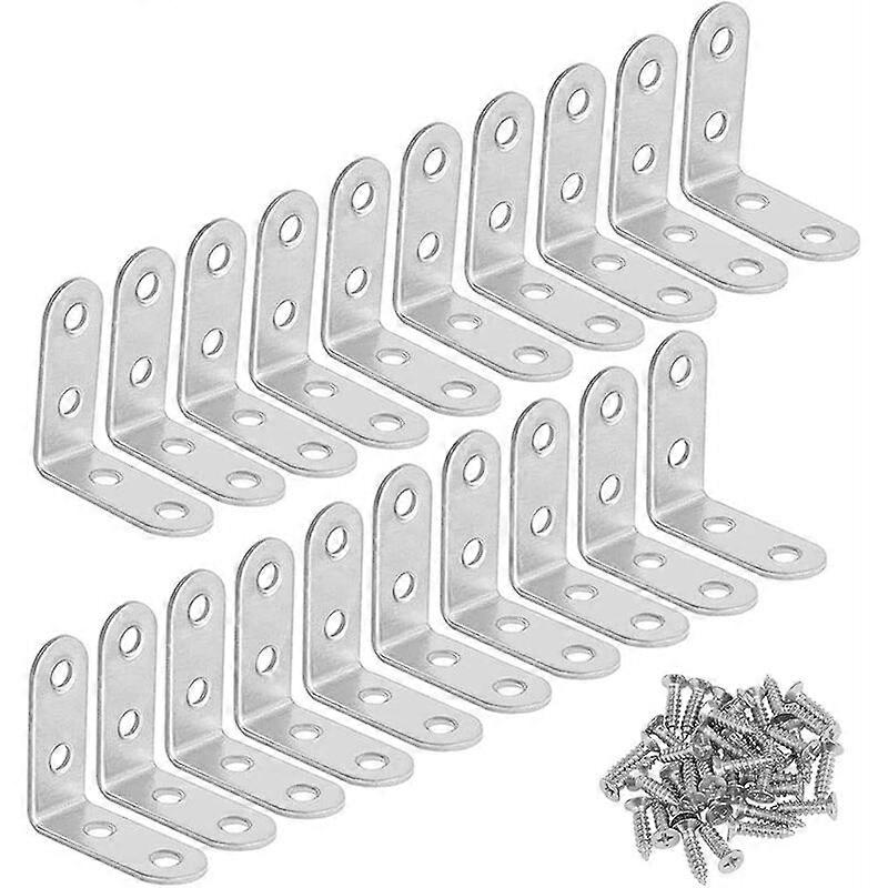 20Pcs Stainless Steel Right Angle Bracket, L Shaped Right Angle Bracket, Mounting Bracket