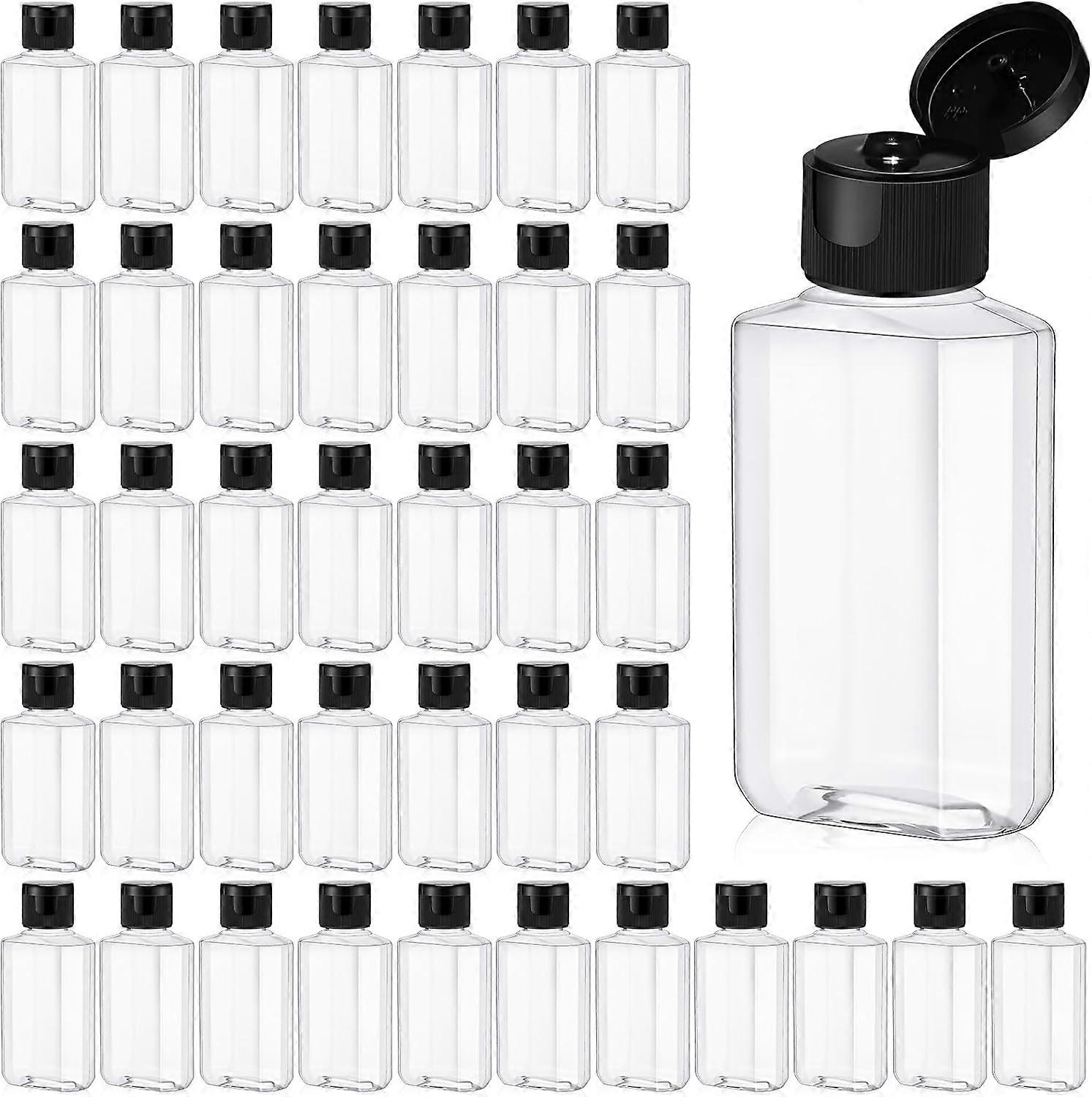 100 Pcs 2 oz Clear Hand Sanitizer Bottles with Flip Cap Plastic Empty Reusable Refillable Bottles Portable Travel (Black Lid)