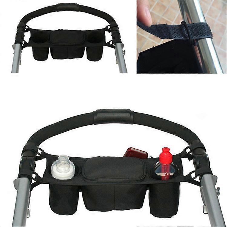 Stroller storage with cup holder Black