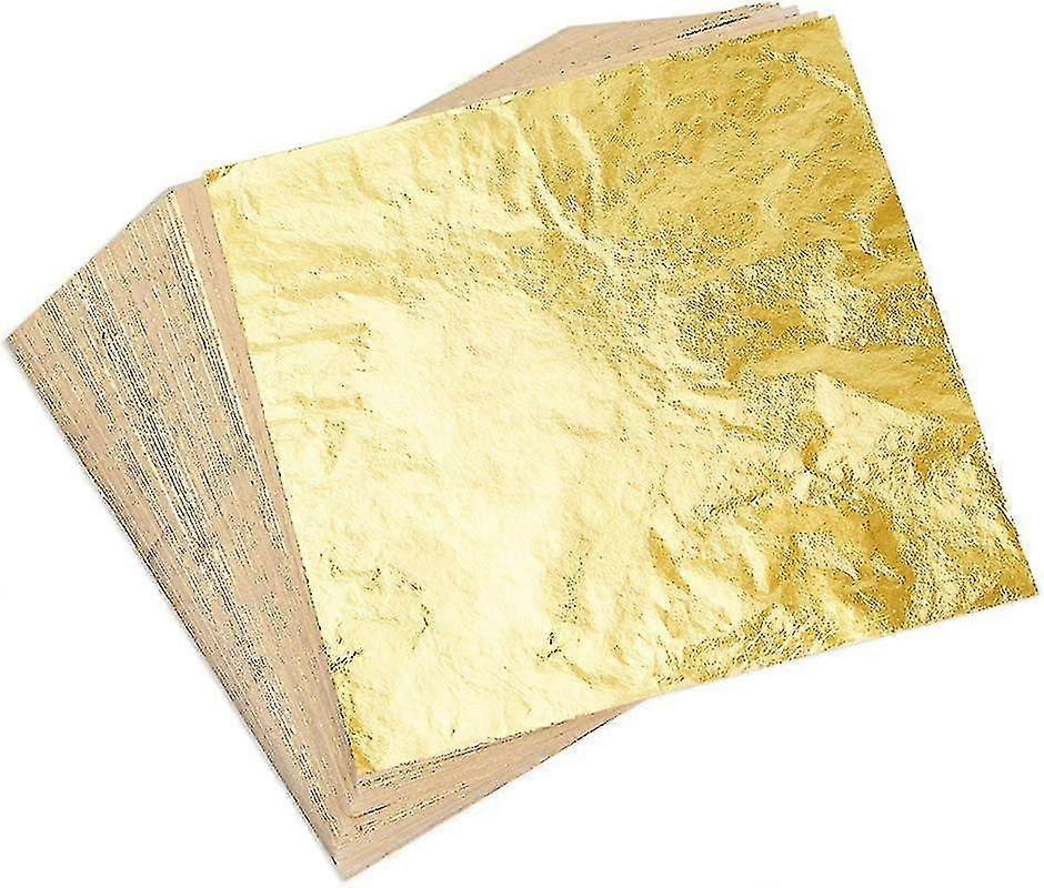 Set Of 100 Imitation Gold Leaf Sheets For Craft Gilding, Creative Hobbies And Gold Decoration