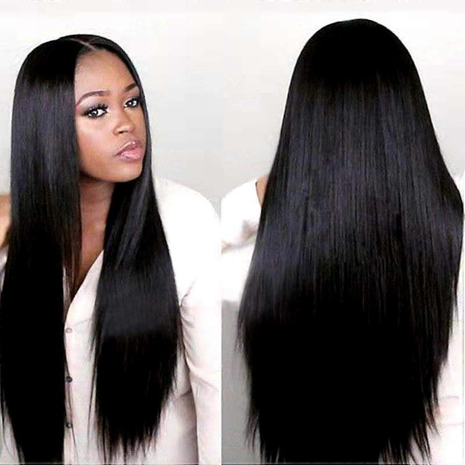 black long straight wig