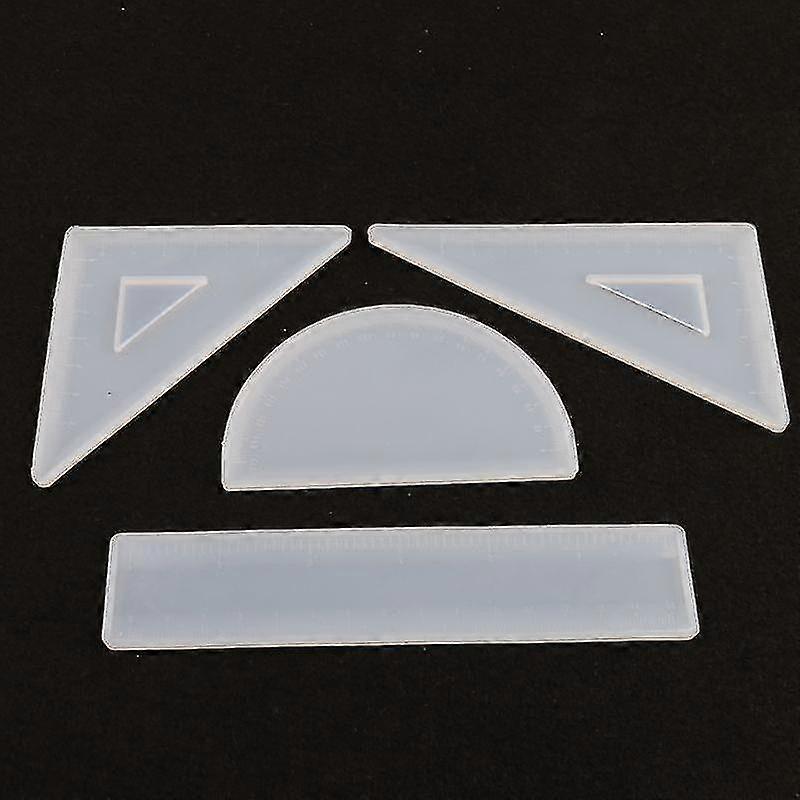 4 Shapes Silicone Resin Ruler Molds Straignt Square Triangular Rulers Protractor