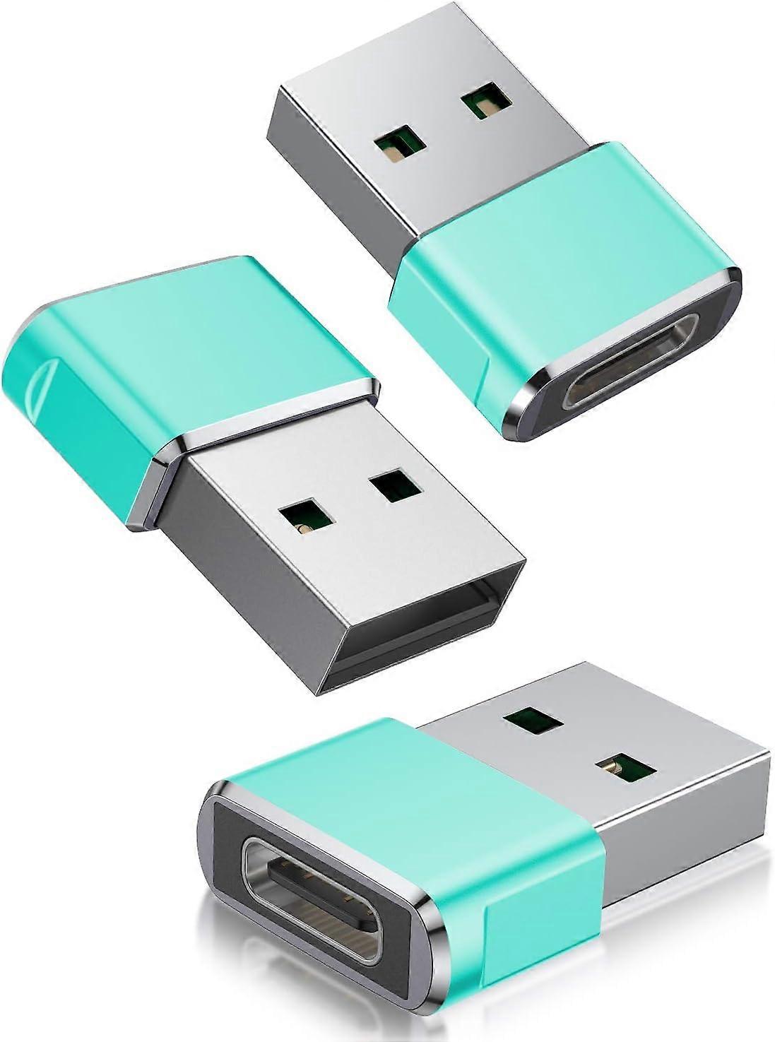 USB zu USB C Adapter 3Pack, Typ C Buchse auf A Stecker Ladekabel Konverter Grün