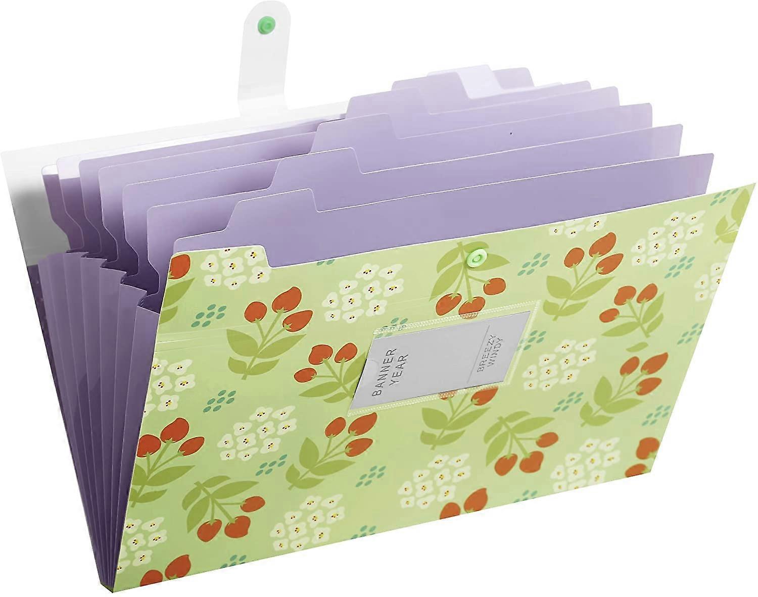 Floral Printed Expanding File Folder with 8 Pockets Accordion Document File Organizer A4 Letter Size File Jackets